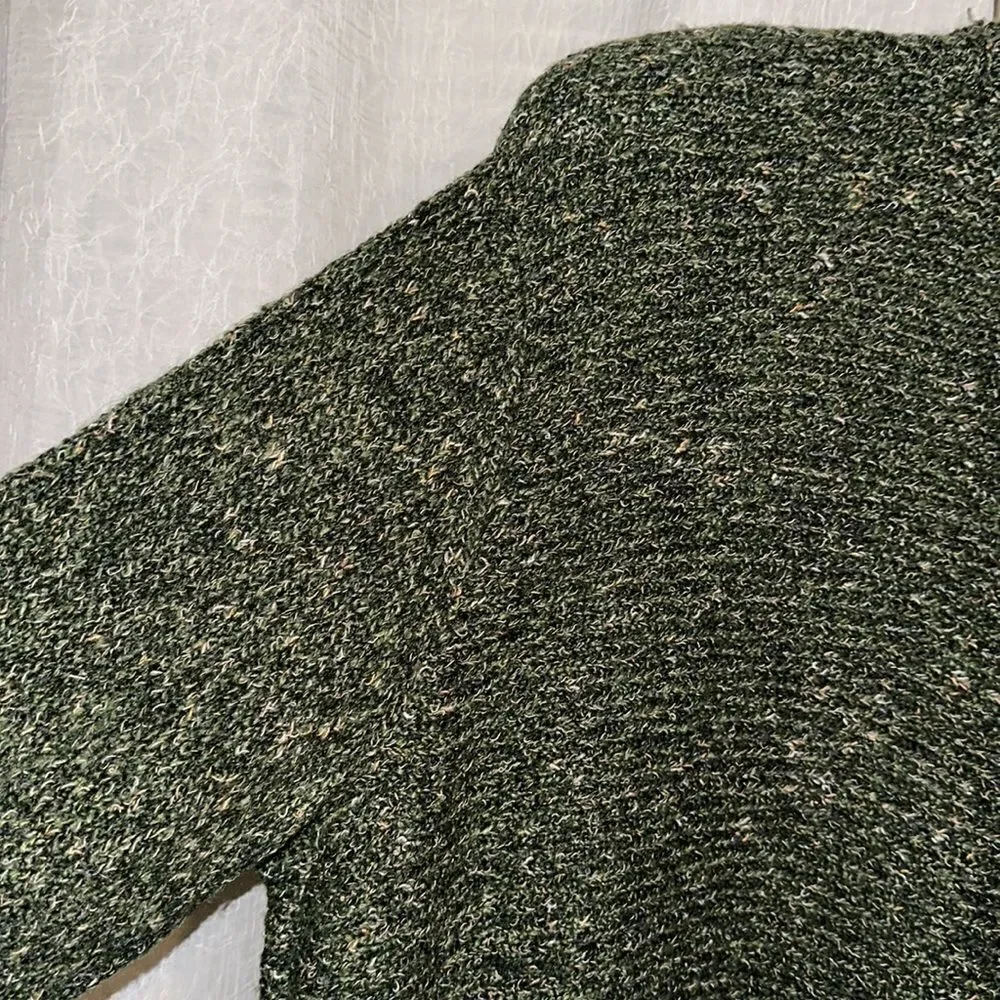 Charter Club 3X Horizontal Knit Wool Blend Winter Green Open Front Cardigan